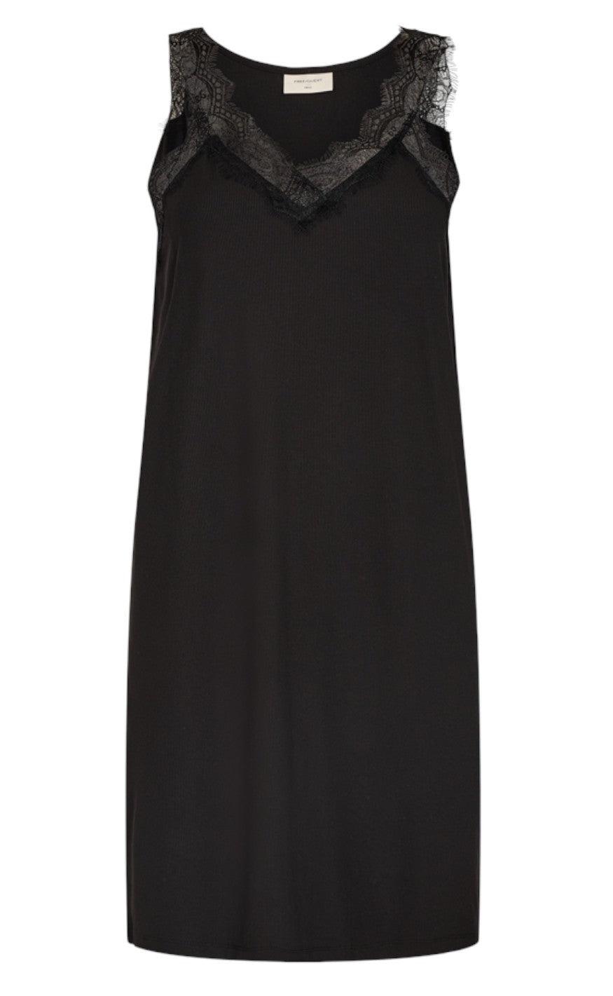 Freequent Kjole - Bicco Rib - Black