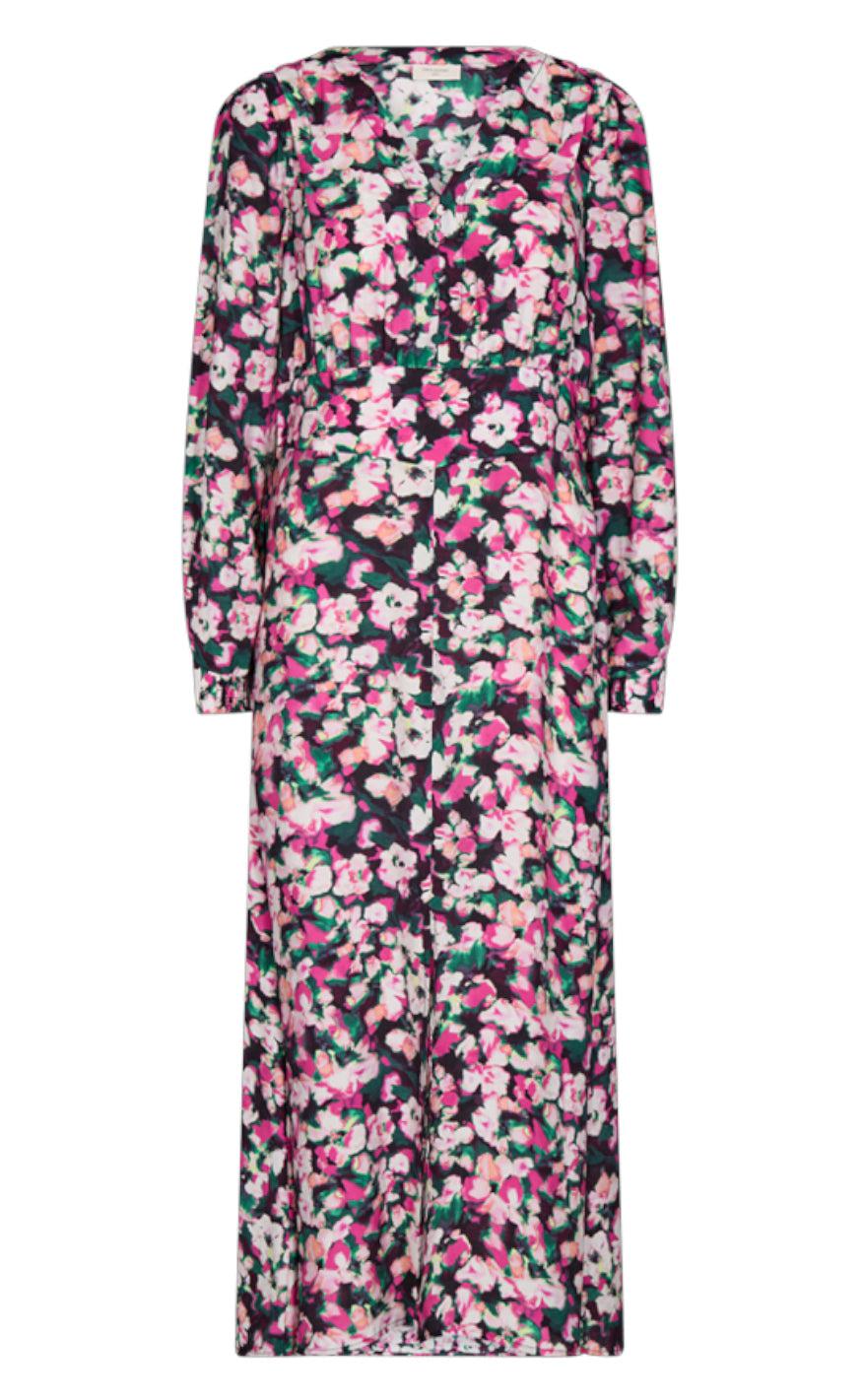 Freequent Kjole - Caisa - Black W. Pepper Green