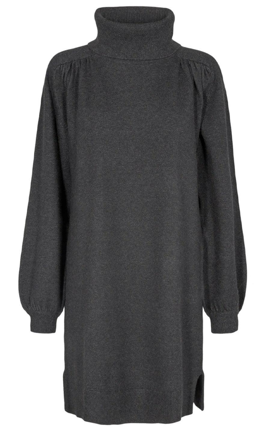 Freequent Kjole - Claura Turtle - Charcoal Melange
