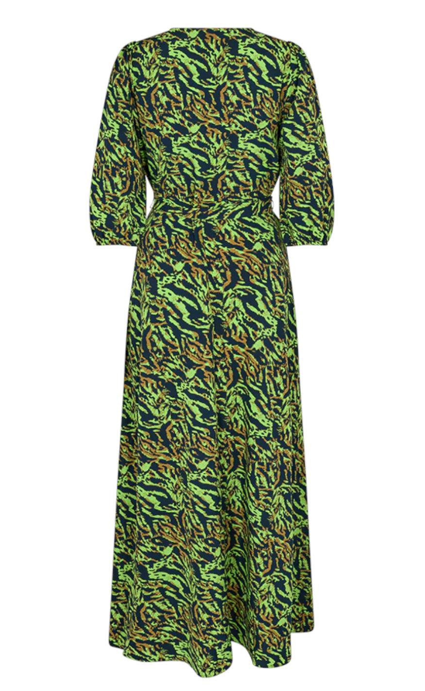 Freequent Kjole - LeSandra - Lime Green W. Black