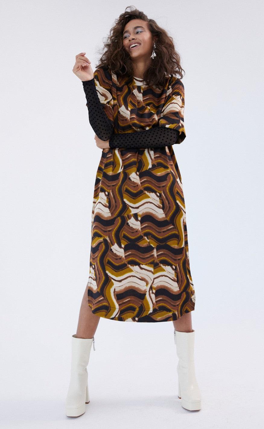 Freequent Kjole - Wish - Black With Amber Green