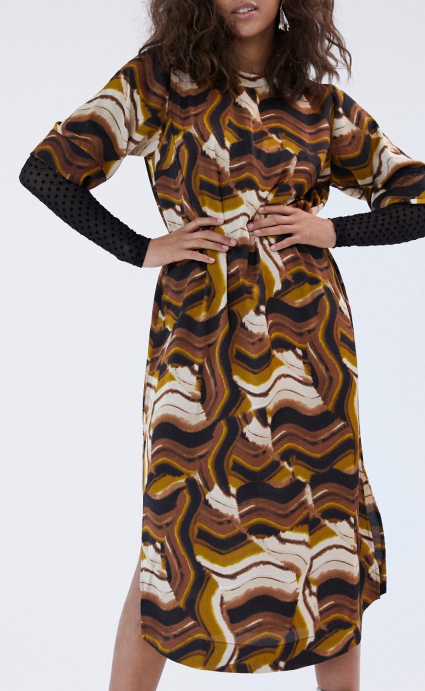 Freequent Kjole - Wish - Black With Amber Green