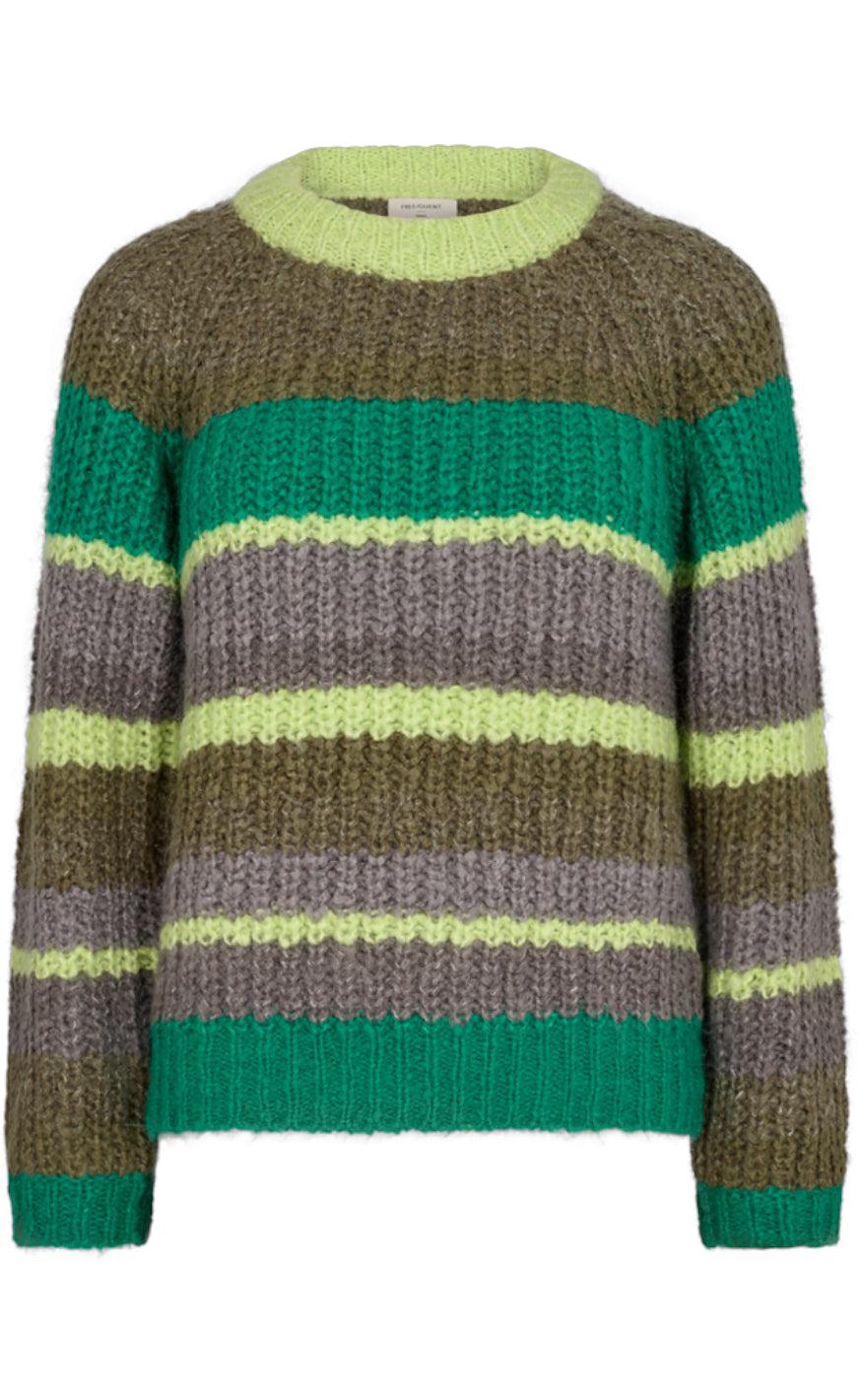 Freequent Pullover - Evy - Pepper Green W. Sharp Green