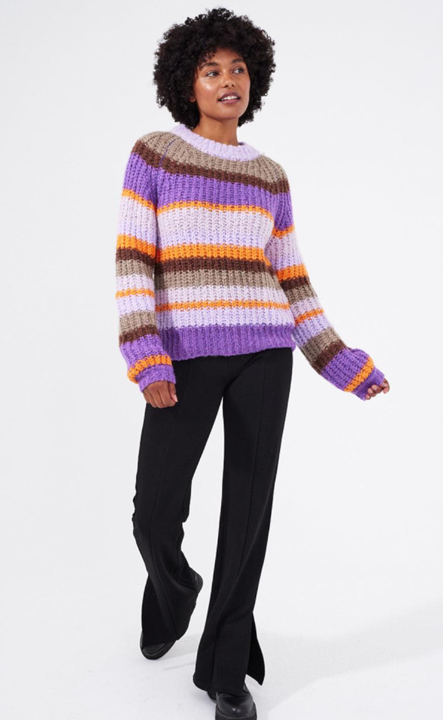 Freequent Pullover - Evy - Royal Lilac W. Desert Taupe