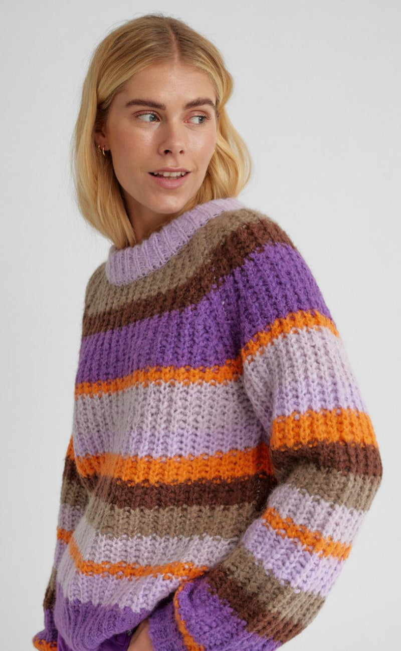 Freequent Pullover - Evy - Royal Lilac W. Desert Taupe