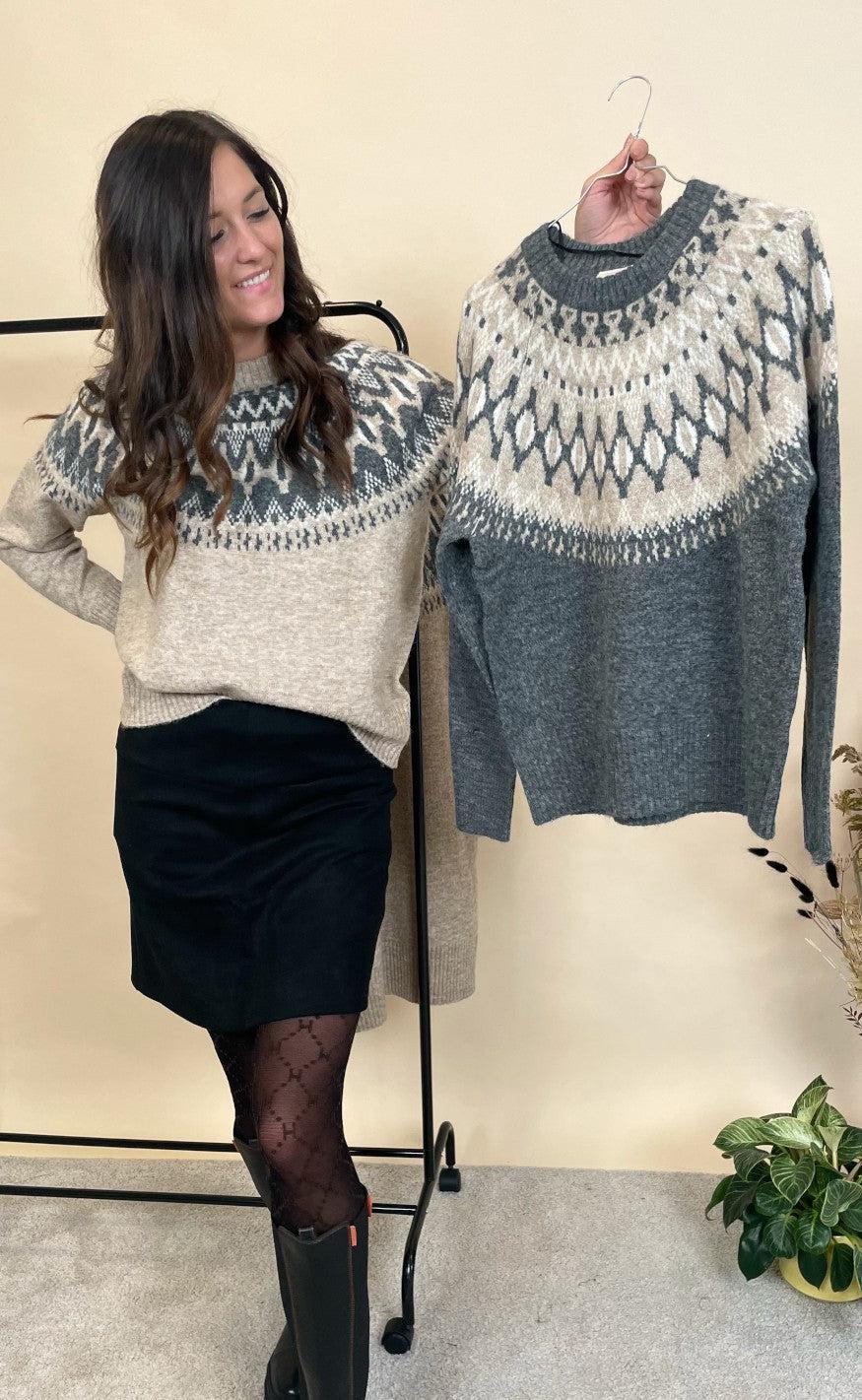 Freequent Pullover - Merla - Silver Mink With Grey Mel