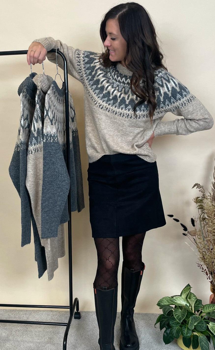 Freequent Pullover - Merla - Silver Mink With Grey Mel