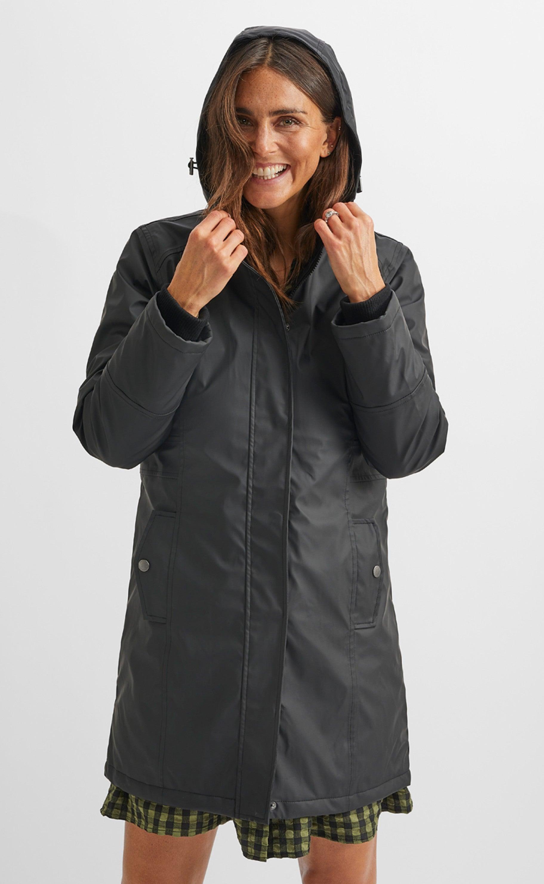Freequent Regnjakke - Waist - Black