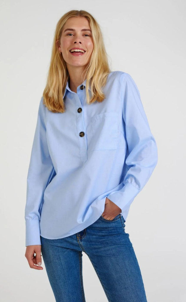 Freequent Skjorte - Flynn - Chambray Blue