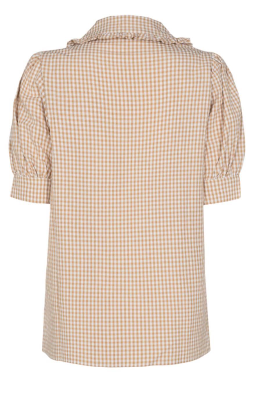 Freequent Skjorte - Gingham - Beige Sand