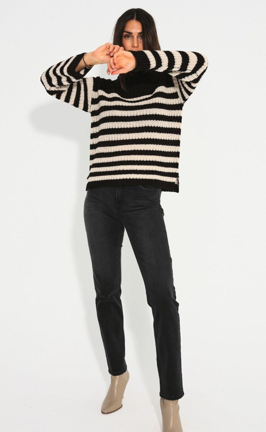 Freequent Sweater - Cox - Black With Moonbeam