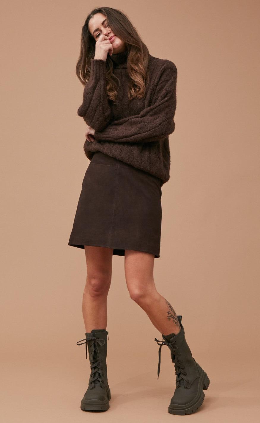 Freequent Sweater - Satina - Coffee Bean Melange