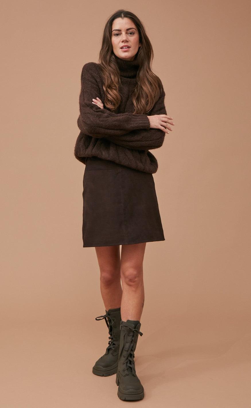 Freequent Sweater - Satina - Coffee Bean Melange
