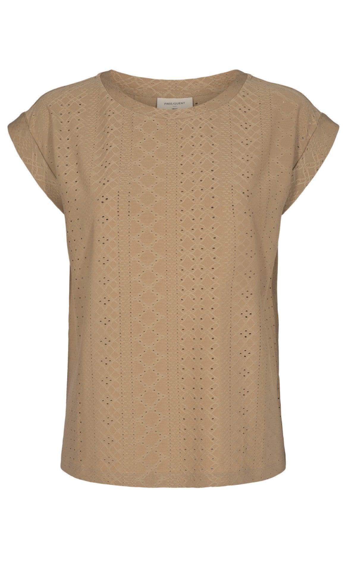 Freequent T-shirt - Blond - Beige Sand