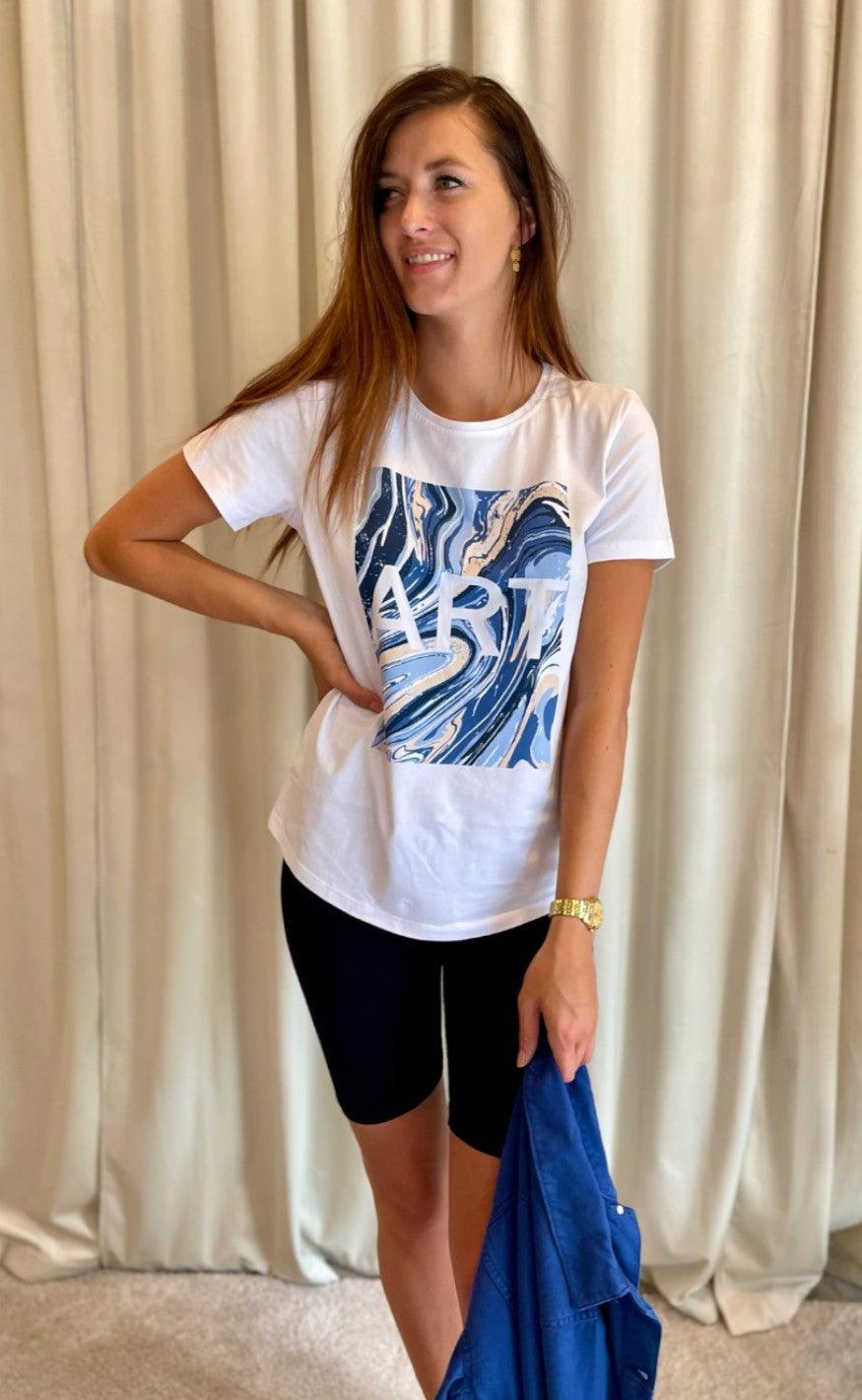 Freequent T-shirt - Fenjal - Chambray Blue Mix