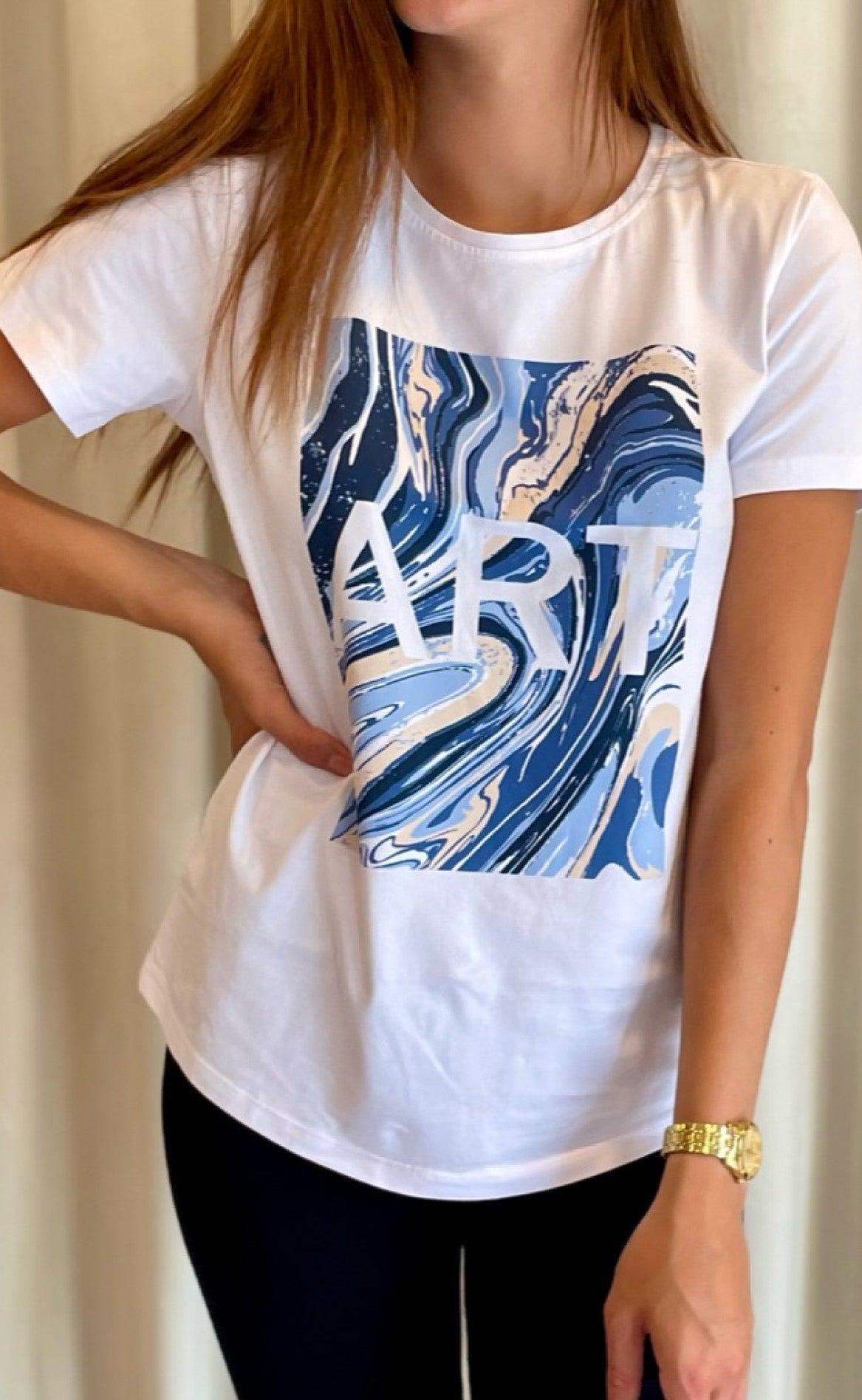 Freequent T-shirt - Fenjal - Chambray Blue Mix