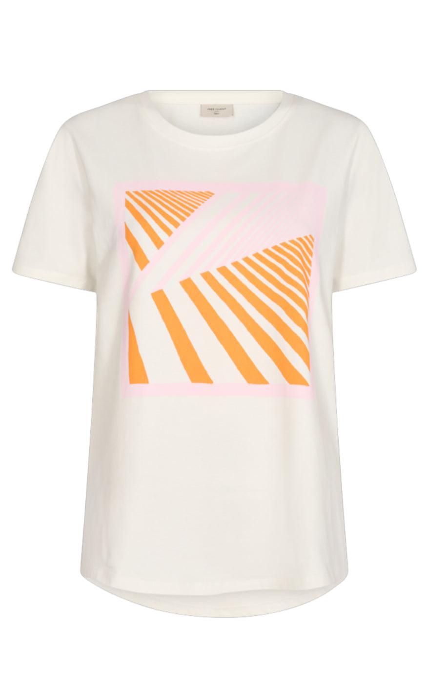 Freequent T-shirt - Fenjal - Off White W. Flame Orange