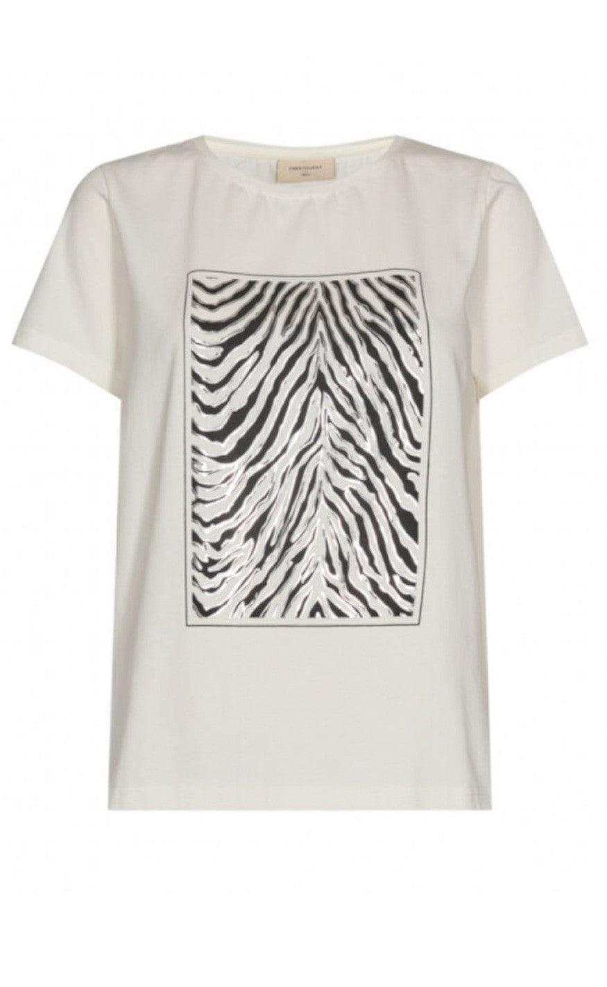 Freequent T-shirt - Nola - Zebra Off White