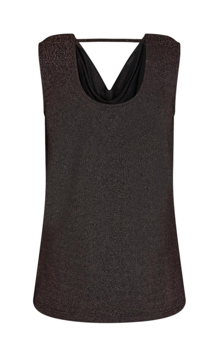 Freequent Top - Glit - Black With Cappuccino