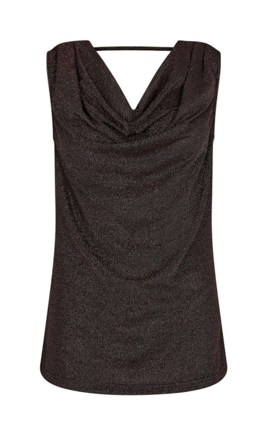 Freequent Top - Glit - Black With Cappuccino