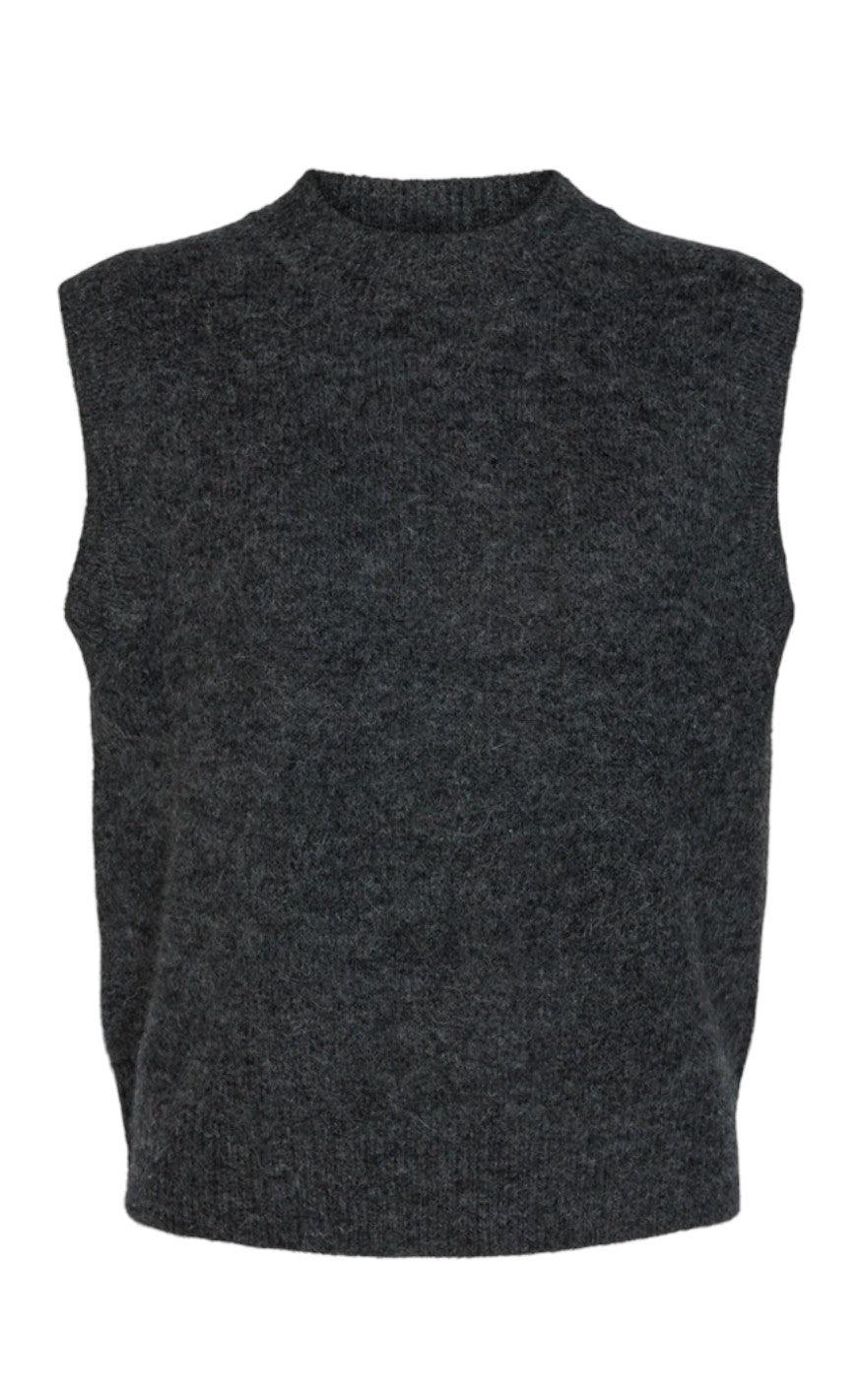 Freequent Vest - Merla Plain - Charcoal Melange