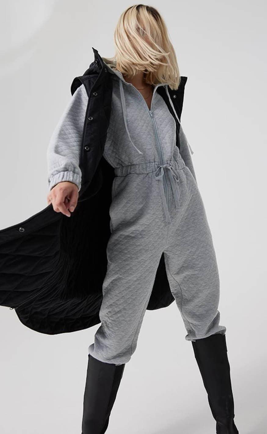 Global Funk Buksedragt - Alvia - Medium Grey Melange