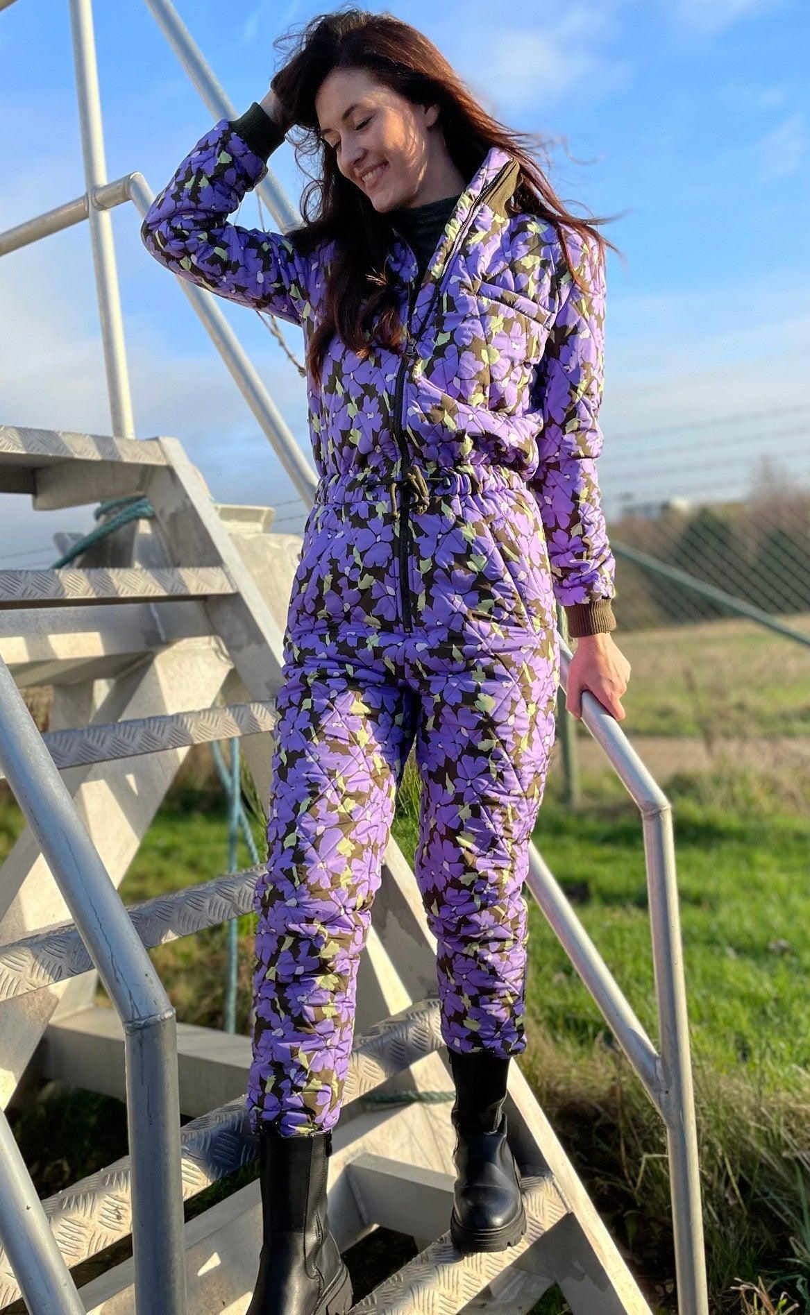 Global Funk Flyverdragt / Termodragt - Isolde - Purple Blossom Print