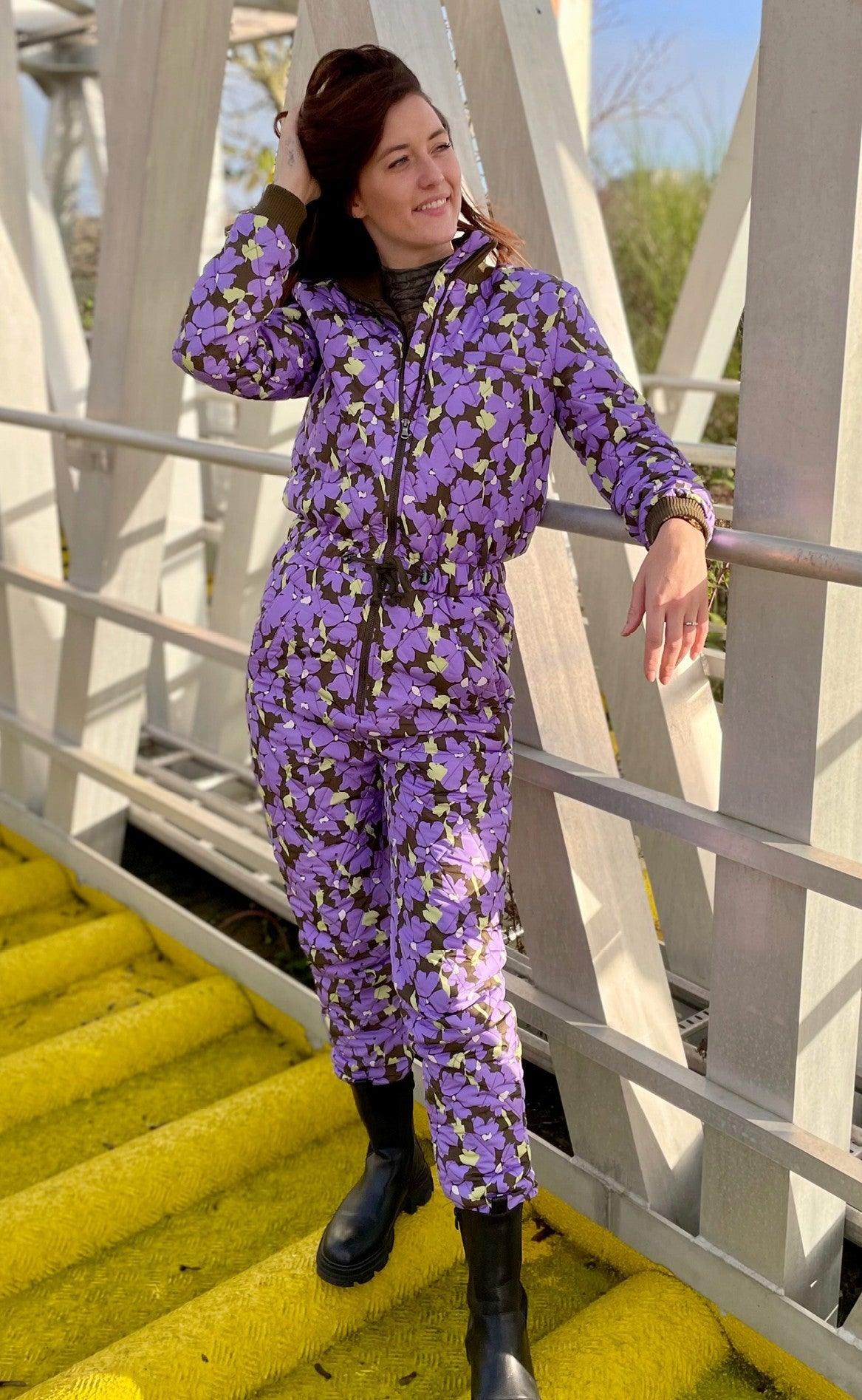 Global Funk Flyverdragt / Termodragt - Isolde - Purple Blossom Print