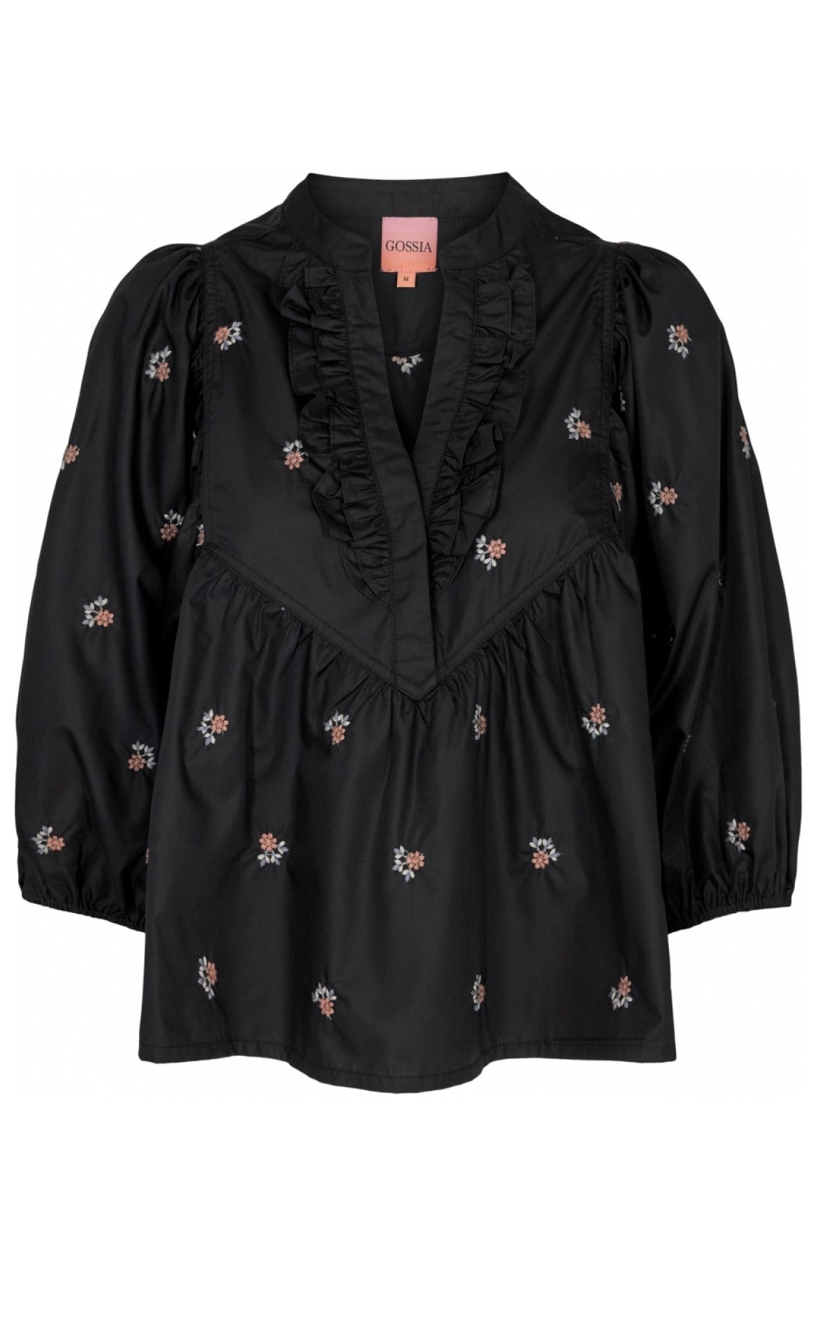 Gossia Bluse - Morgan - Black w. Flowers
