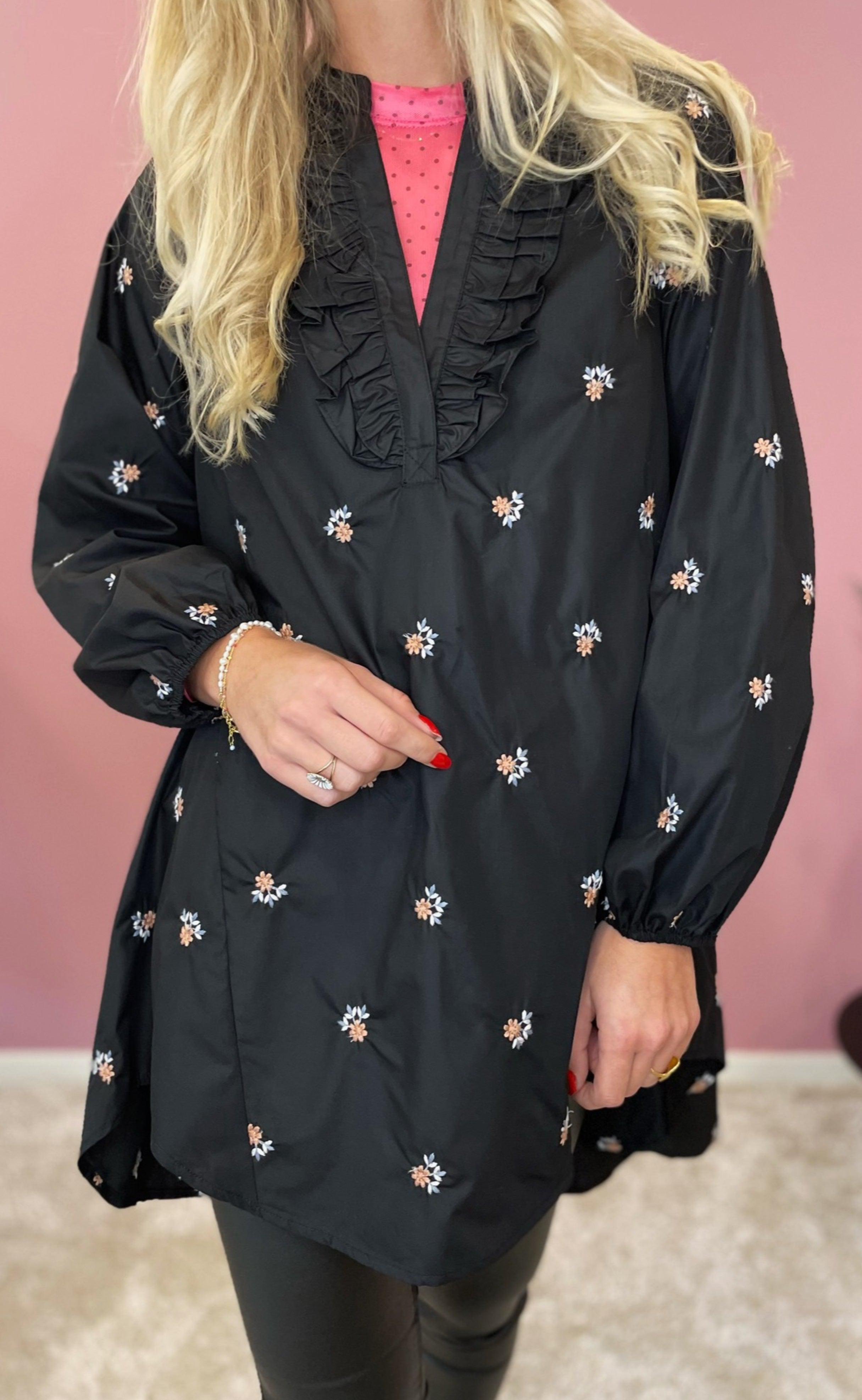 Gossia Kjole - Juliana Tunica - Black W Flowers