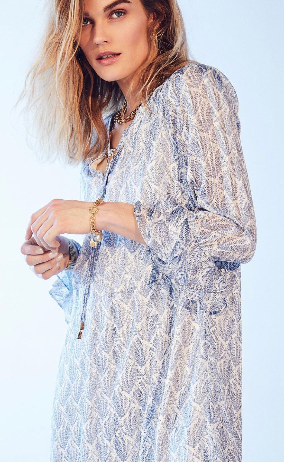 Gossia Kjole - Mia Maja - Blue Leaf Print