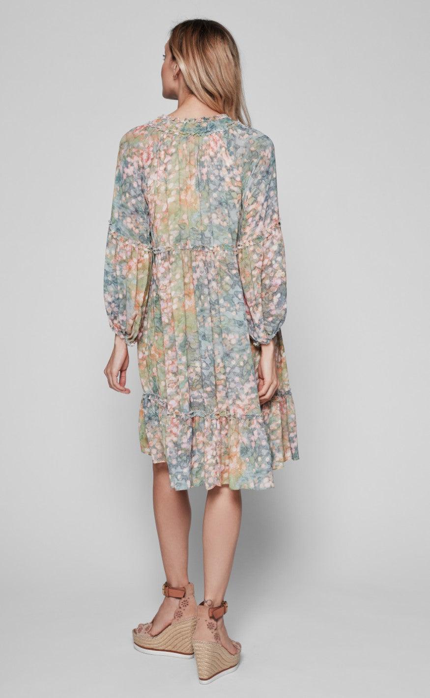 Gustav kjole - Joy Chiffon - Green / Rose