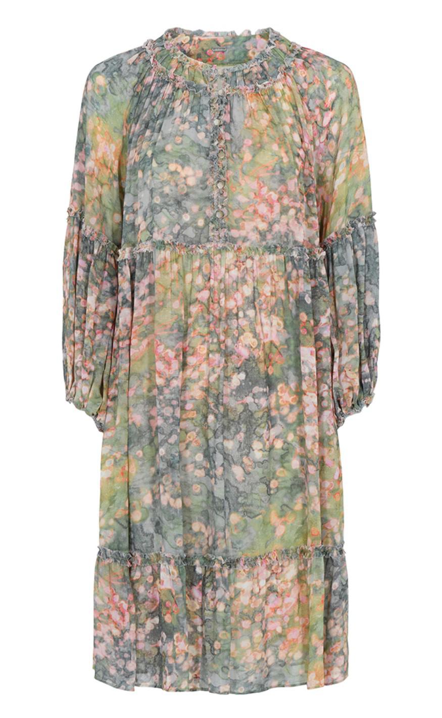 Gustav kjole - Joy Chiffon - Green / Rose