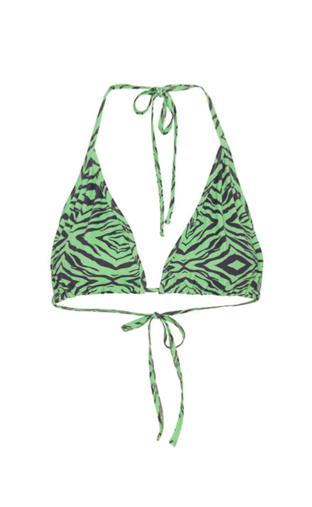 Hunkøn Bikini Overdel - Lilly - Green Tiger Art Print