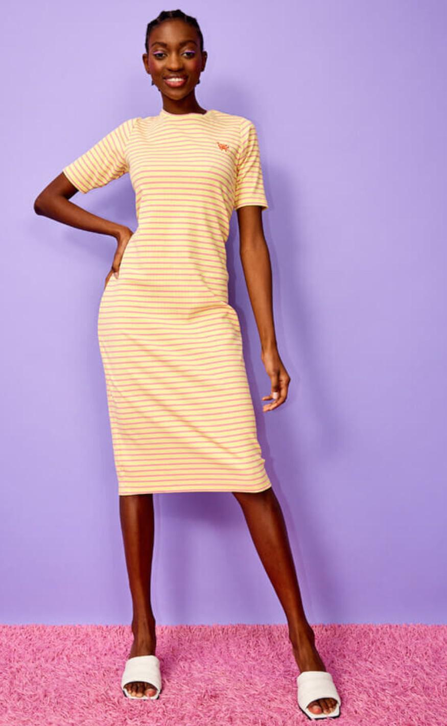 Hunkøn Kjole - Felipa - Yellow Striped