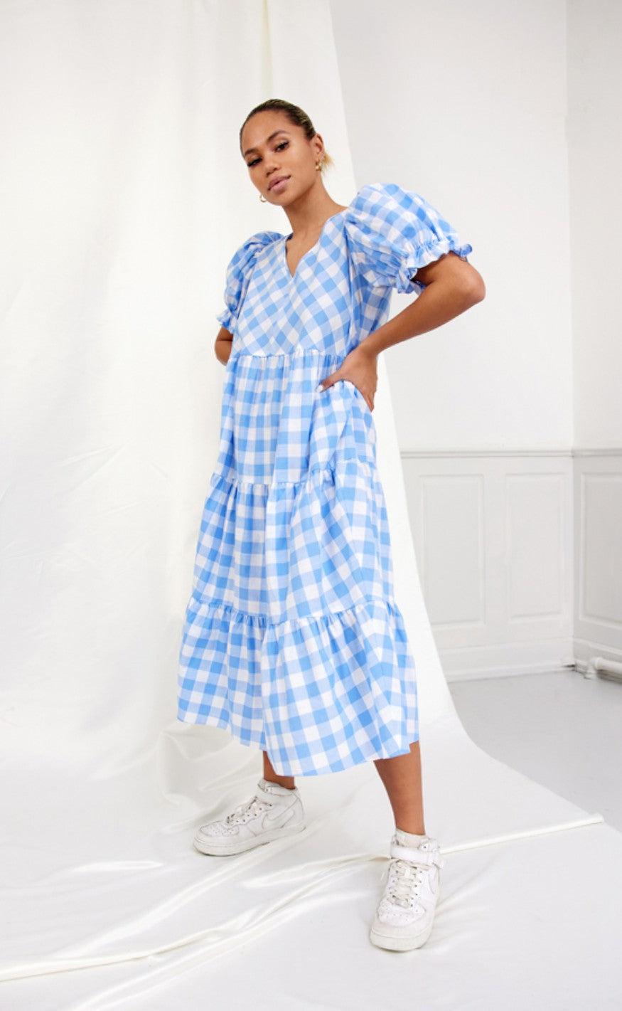 Hunkøn Kjole - Geira - Blue Checked