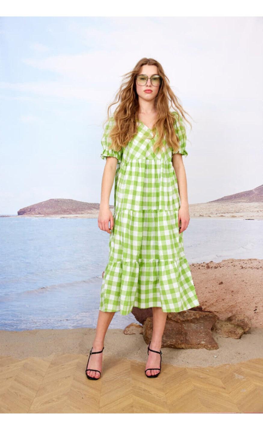 Hunkøn Kjole - Geira - Green Checked