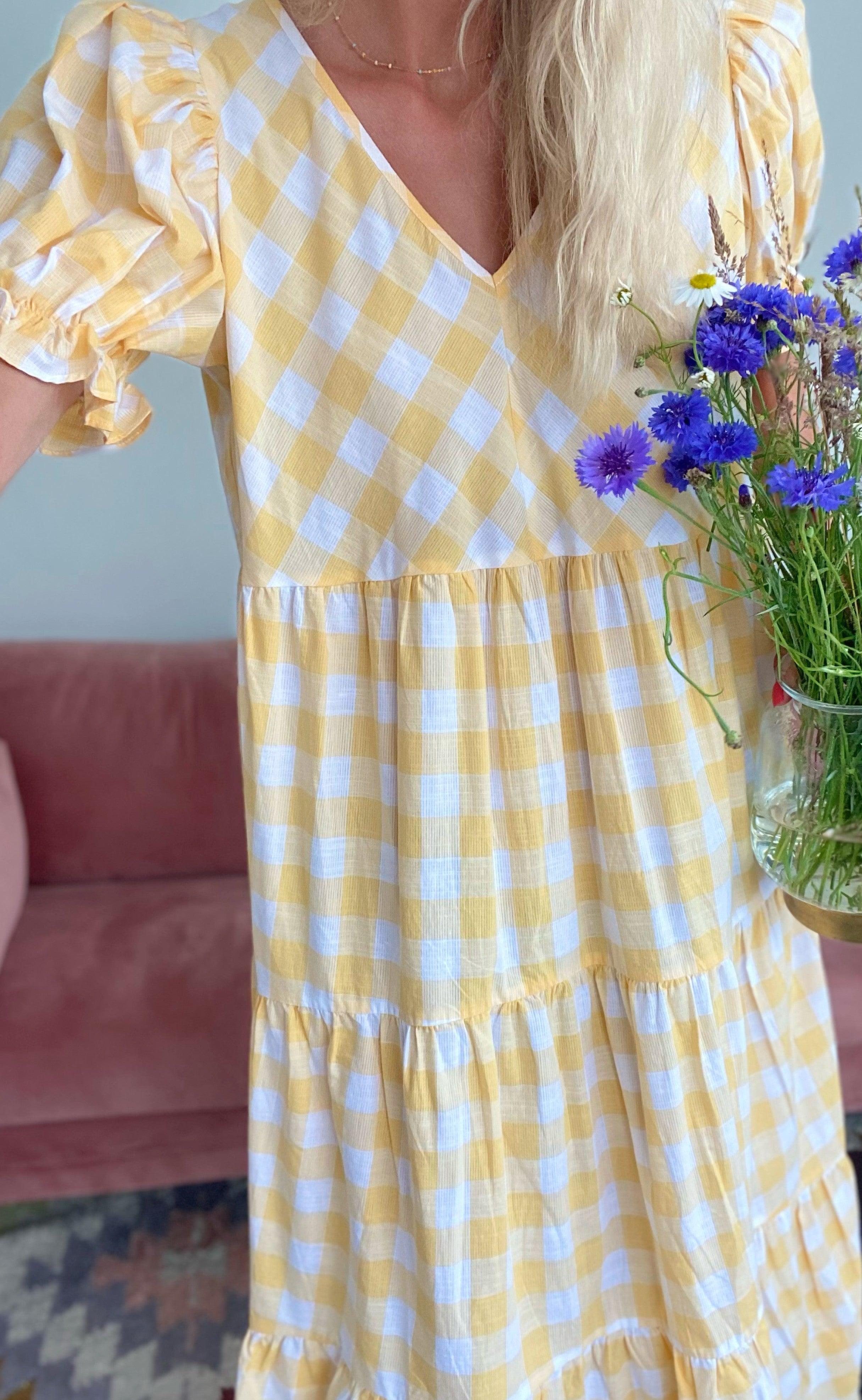 Hunkøn Kjole - Geira - Yellow Checked