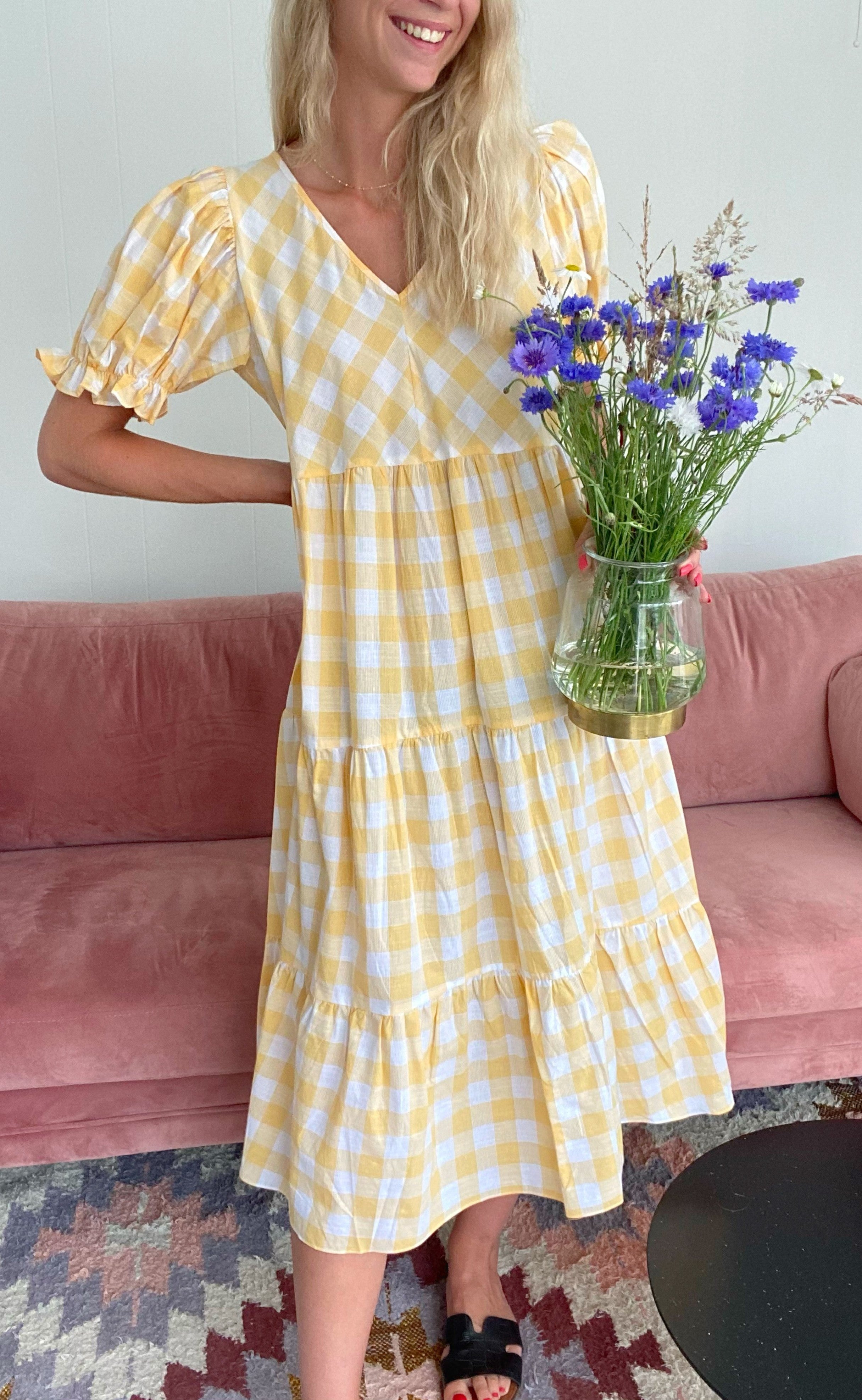 Hunkøn Kjole - Geira - Yellow Checked