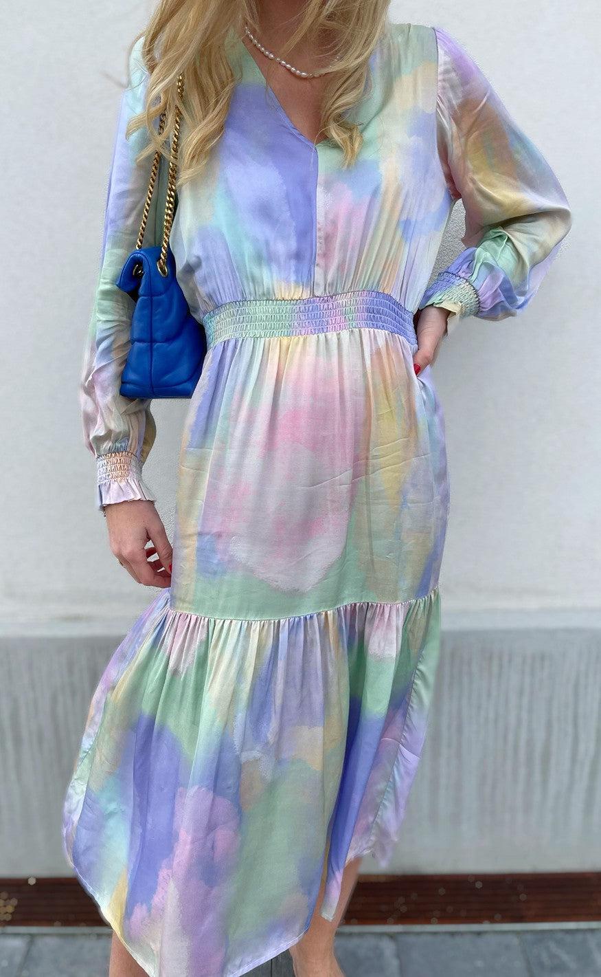 Hunkøn Kjole - Luna Long Dress - Fade Art Print