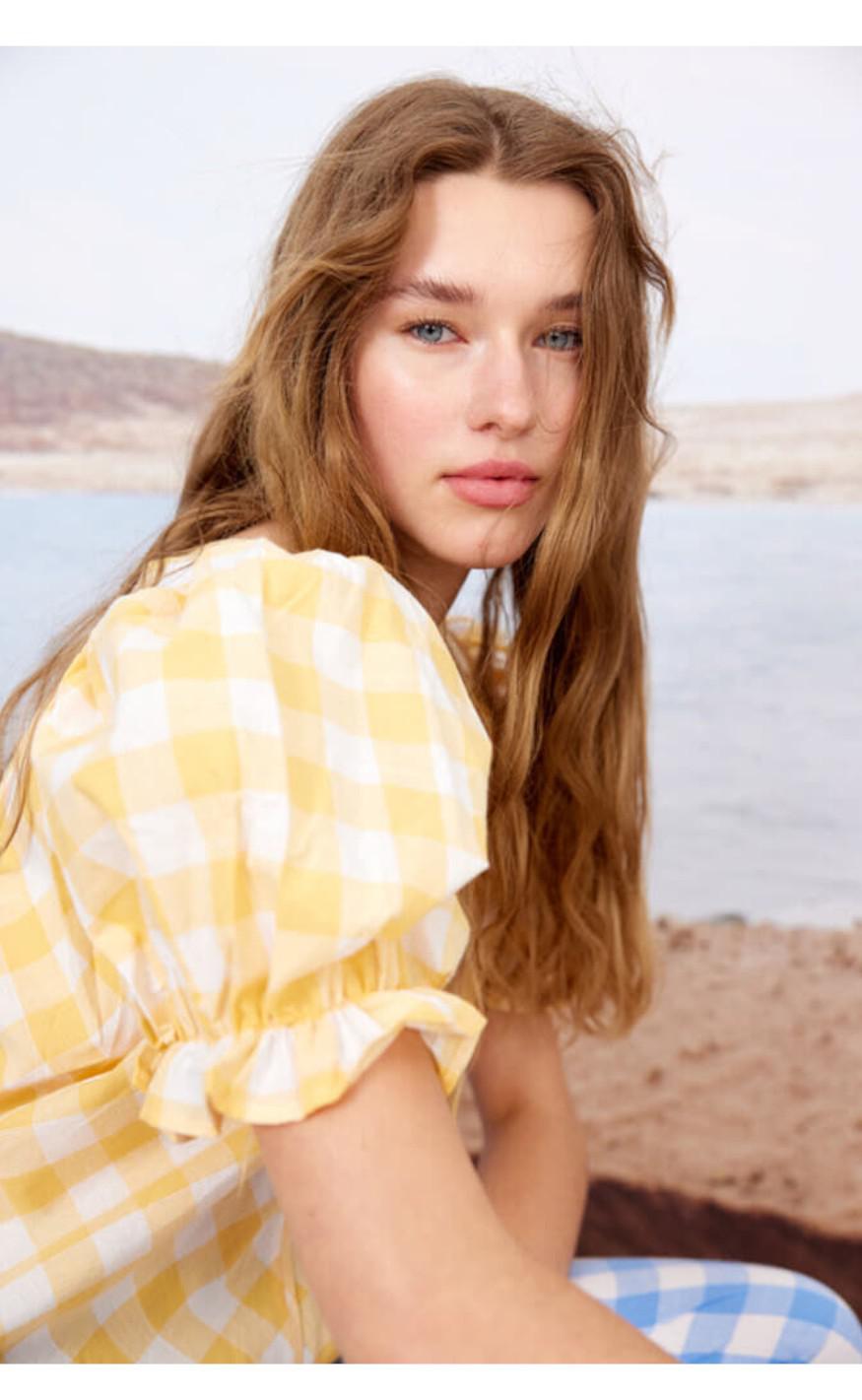 Hunkøn Top - Geira - Yellow Checked