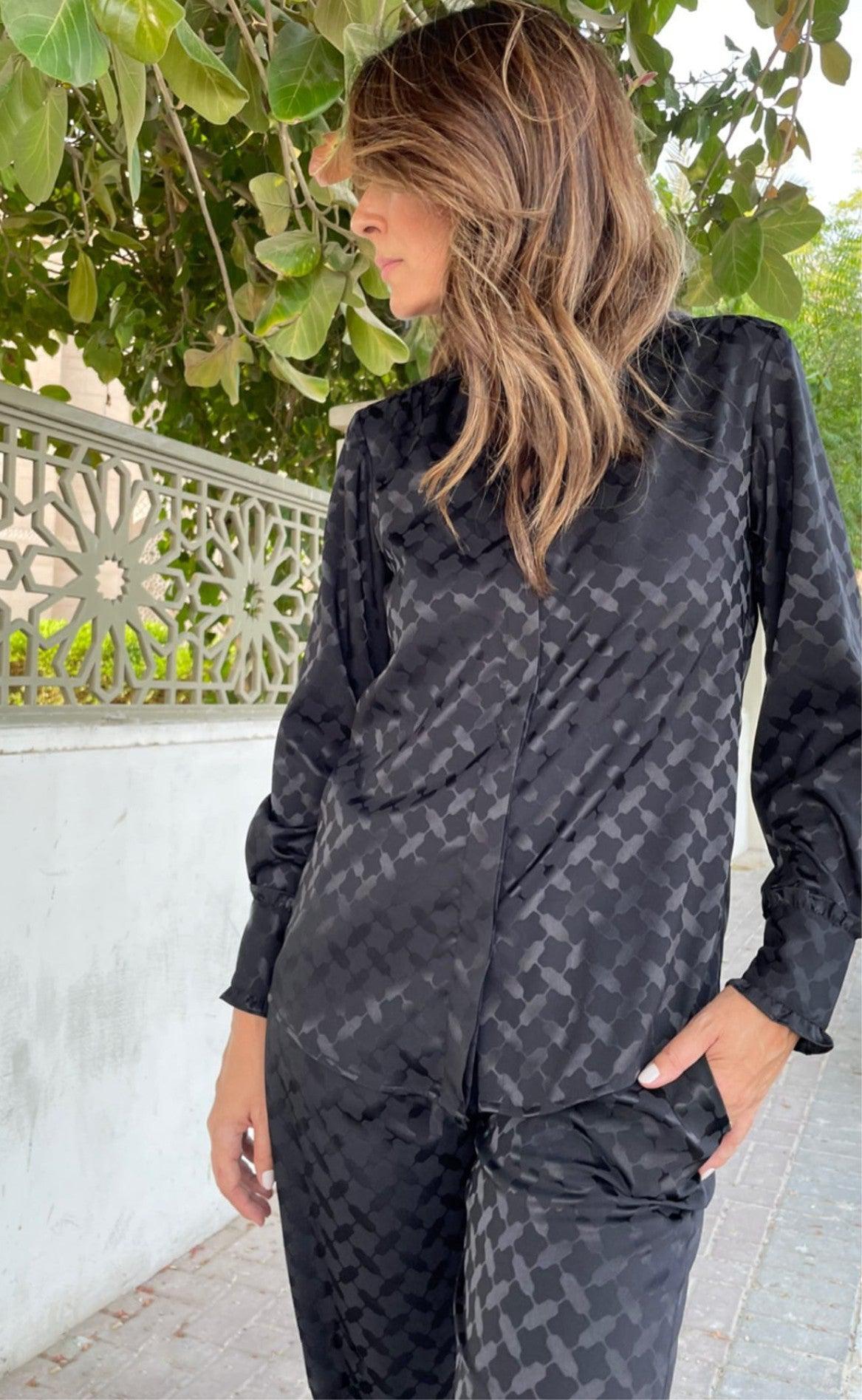 Karmamia Copenhagen Bukser - Cora - Black Keffiyeh Jacquard