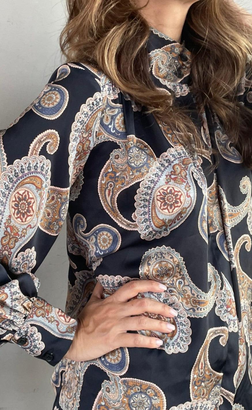 Karmamia Copenhagen Skjorte - Noelle - Blue Grand Paisley