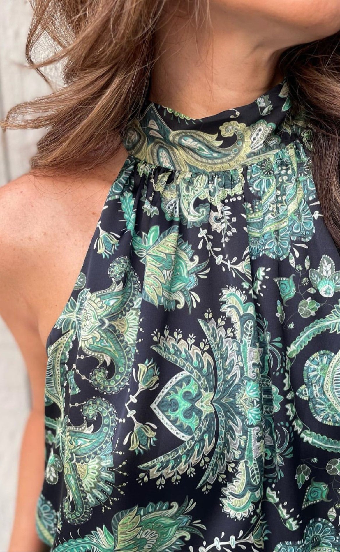 Karmamia Copenhagen Top - Eloise - Emerald Paisley