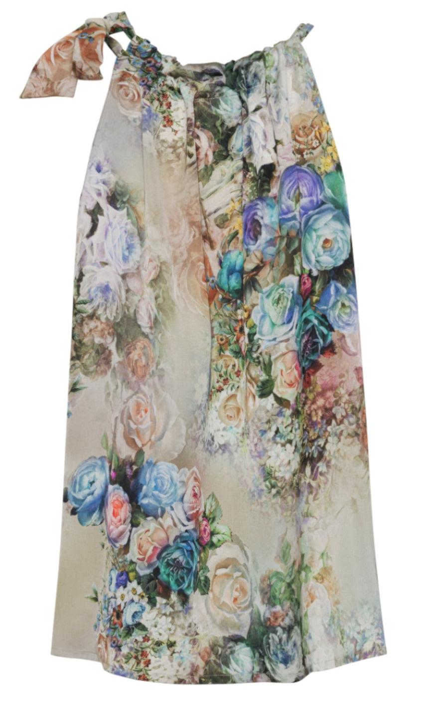 Karmamia Copenhagen Top - Ruffle Tie - Fleur Blue