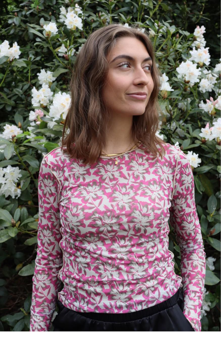 Liberte Bluse - Mesh - Brushy Flowers