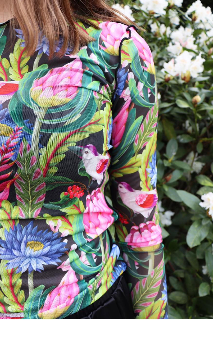 Liberte Bluse - Mesh - Flower Bird Black