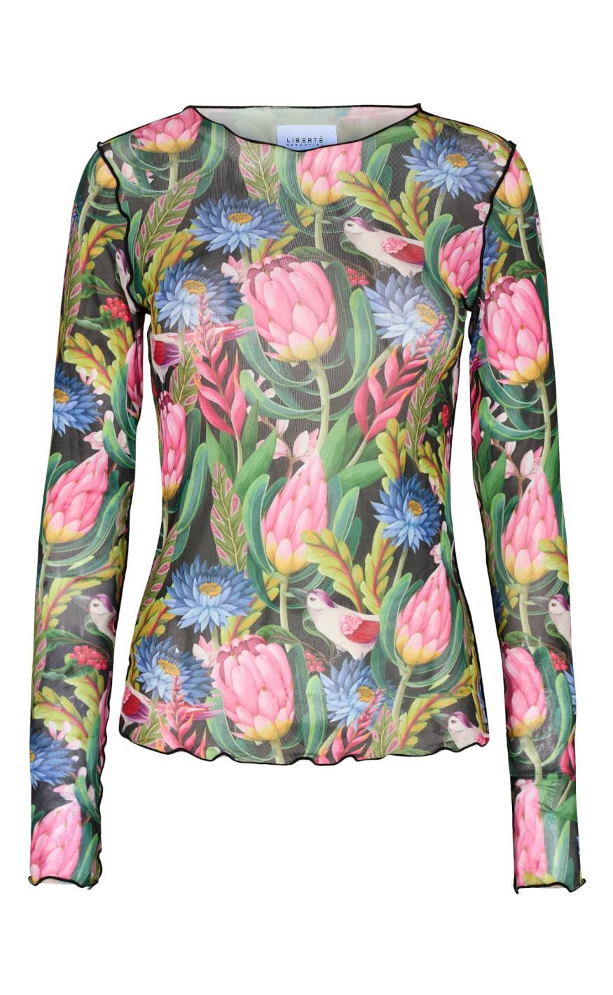 Liberte Bluse - Mesh - Flower Bird Black