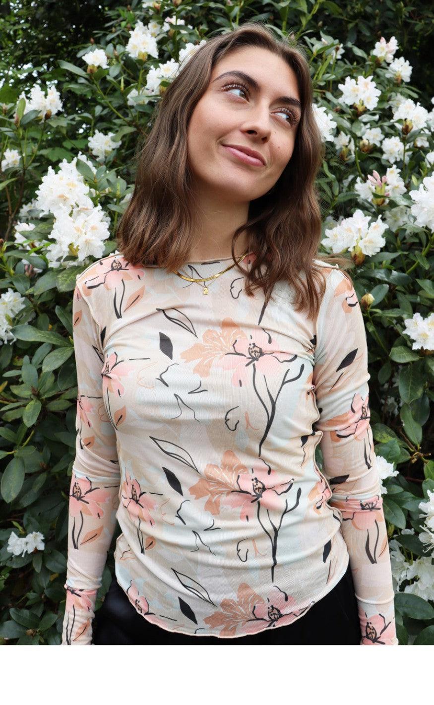 Liberte Bluse - Mesh - Pastel Leaf