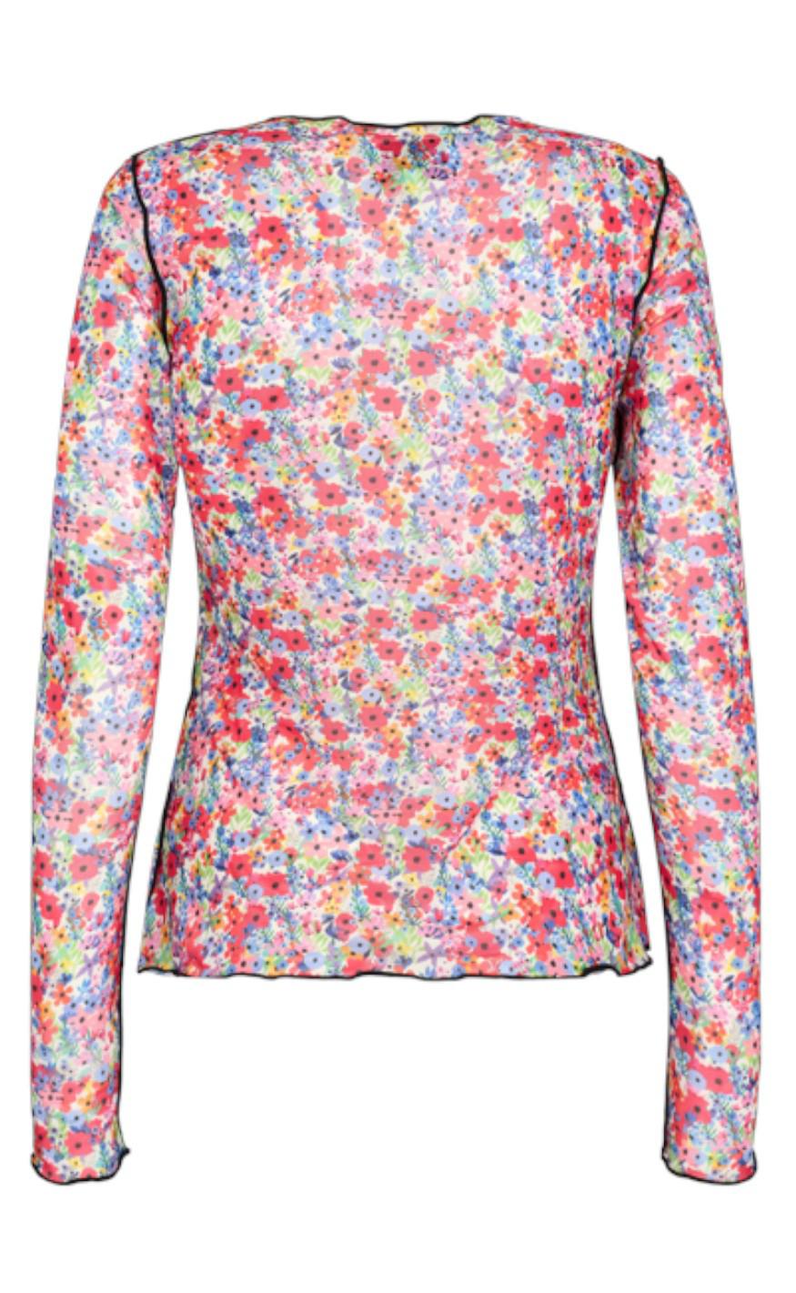 Liberte Bluse - Mesh - Red Flowers